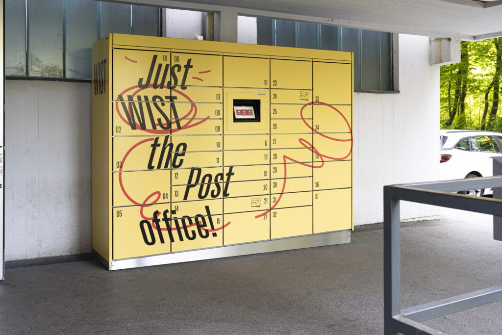 Parcel lockers in the entrance area of Haus Barbara of WIST in Linz